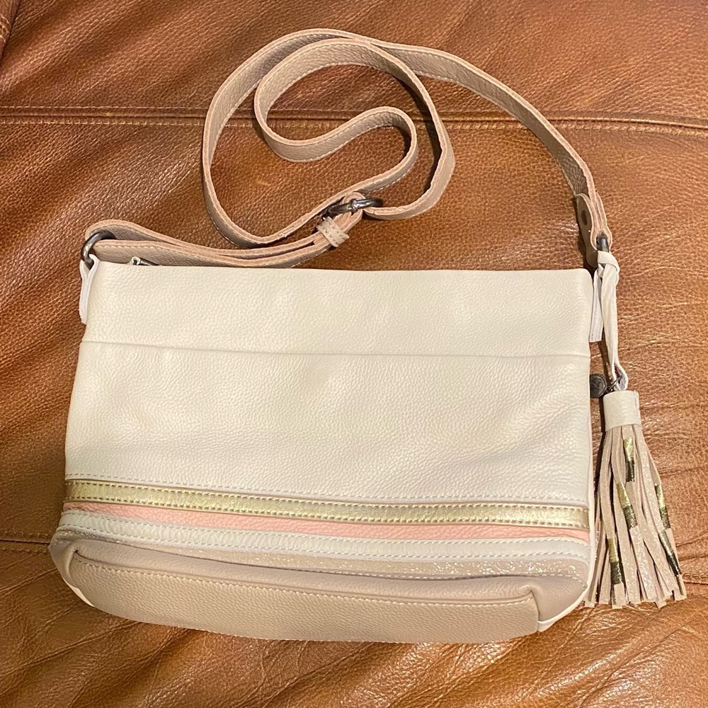 THE SAK Pink & Gold Leather Crossbody Purse